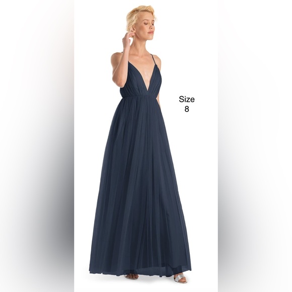 NWT Joanna August Formal Tulle Dress in Navy Size 8 - Picture 1 of 6